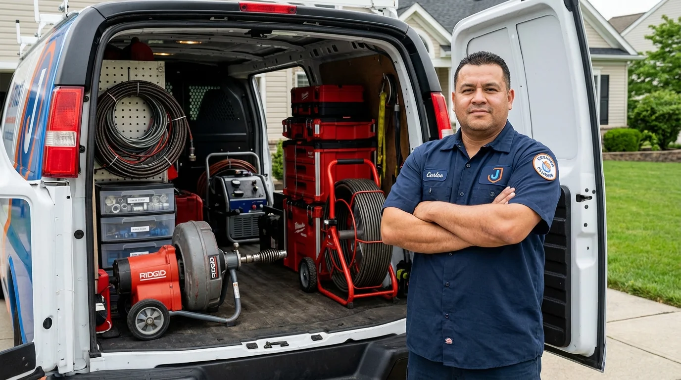 Professional drain cleaning equipment and Johns Plumbing LLC plumber in Ackerman