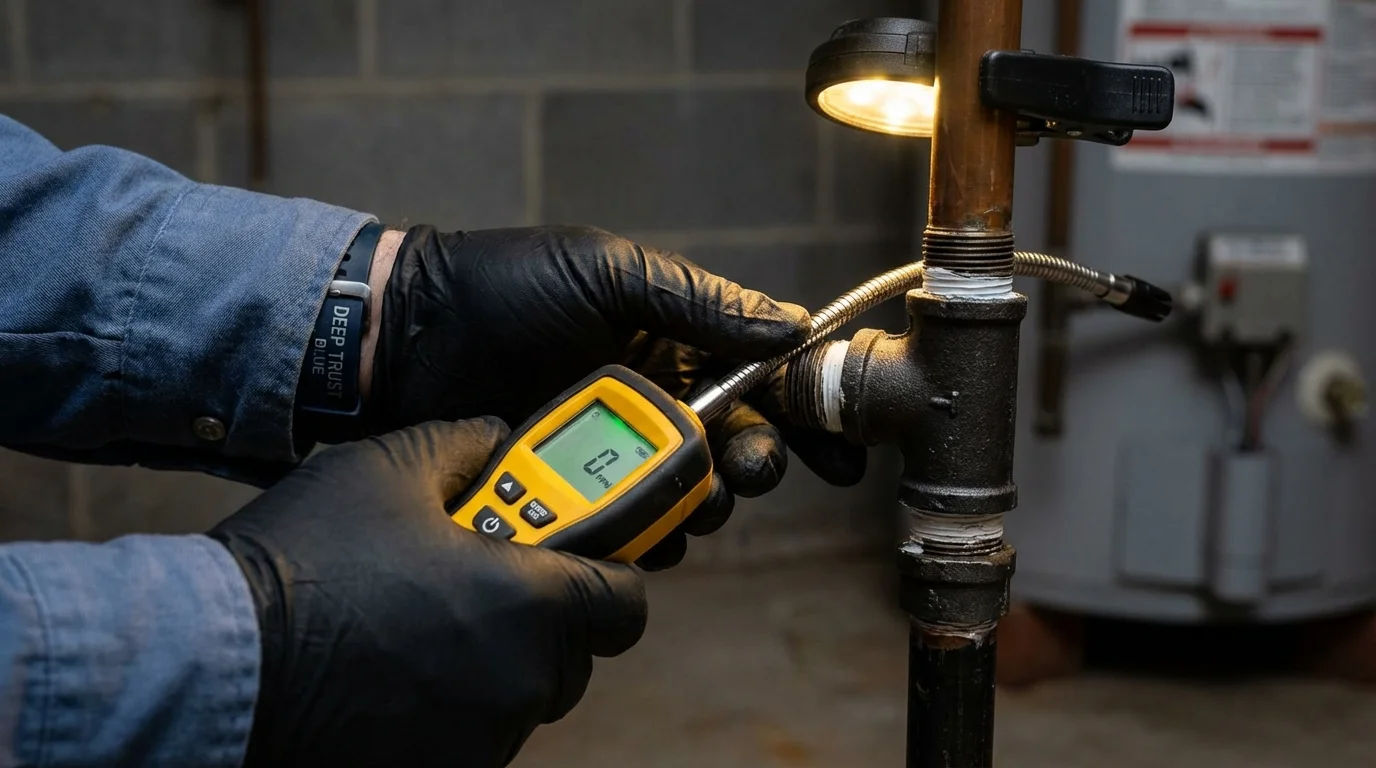 Gas leak detection with electronic sniffer by Johns Plumbing LLC in Ackerman