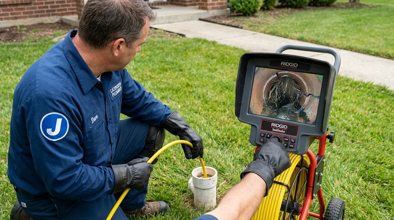 Sewer camera inspection being performed by Johns Plumbing LLC in Ackerman